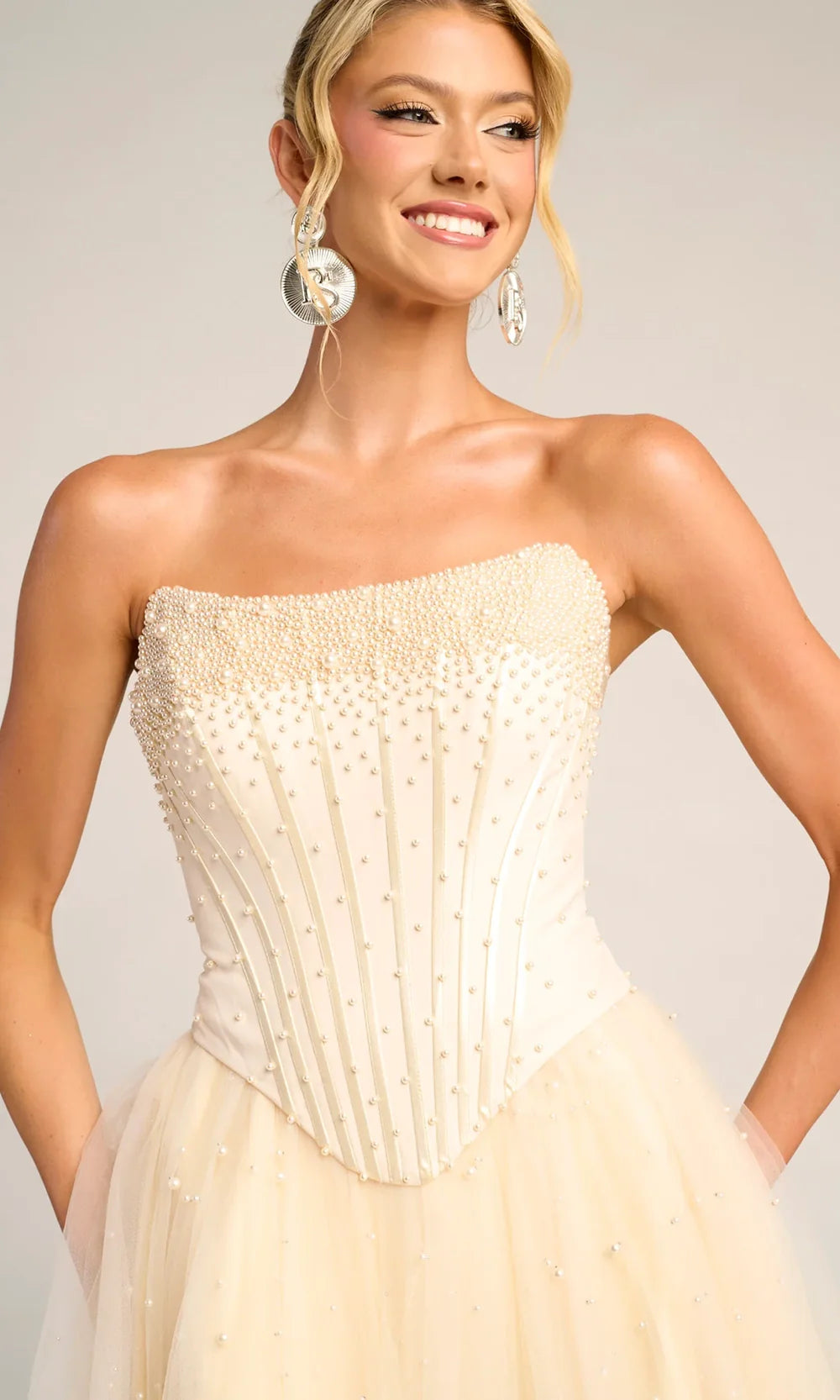 Portia and Scarlett PS26034 - A-Line Skirt Pearl Beaded Prom Gown Prom Dresses