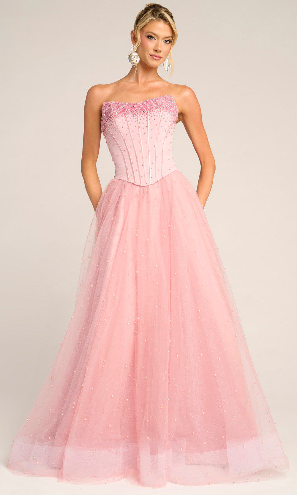 Portia and Scarlett PS26034 - A-Line Skirt Pearl Beaded Prom Gown Prom Dresses