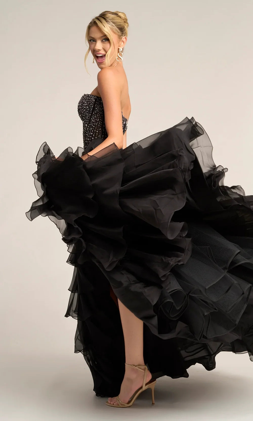 Portia and Scarlett PS26037 - Tiered Ruffle Sweetheart Long Dress Prom Dresses