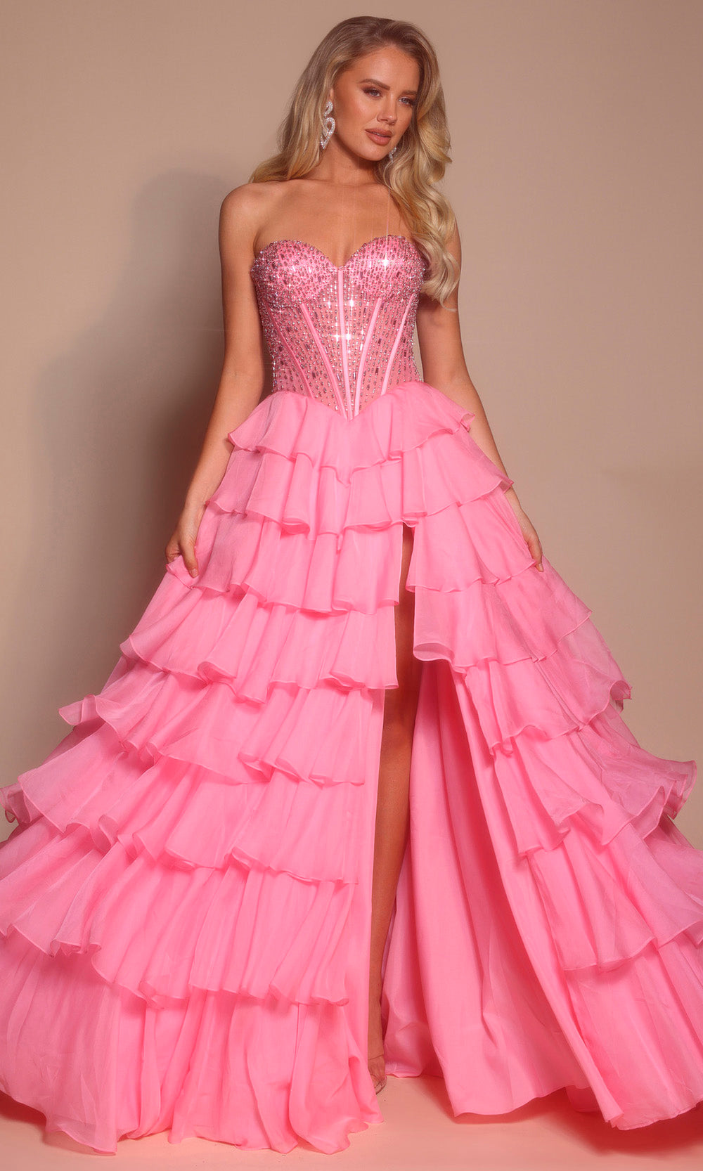 Portia and Scarlett PS26037 - Tiered Ruffle Sweetheart Long Dress Prom Dresses