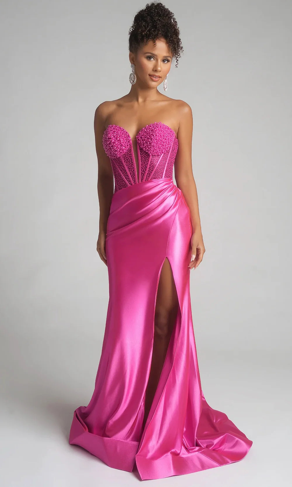 Portia and Scarlett PS26039 - Beaded Top Sheath Dress With Slit Prom Dresses