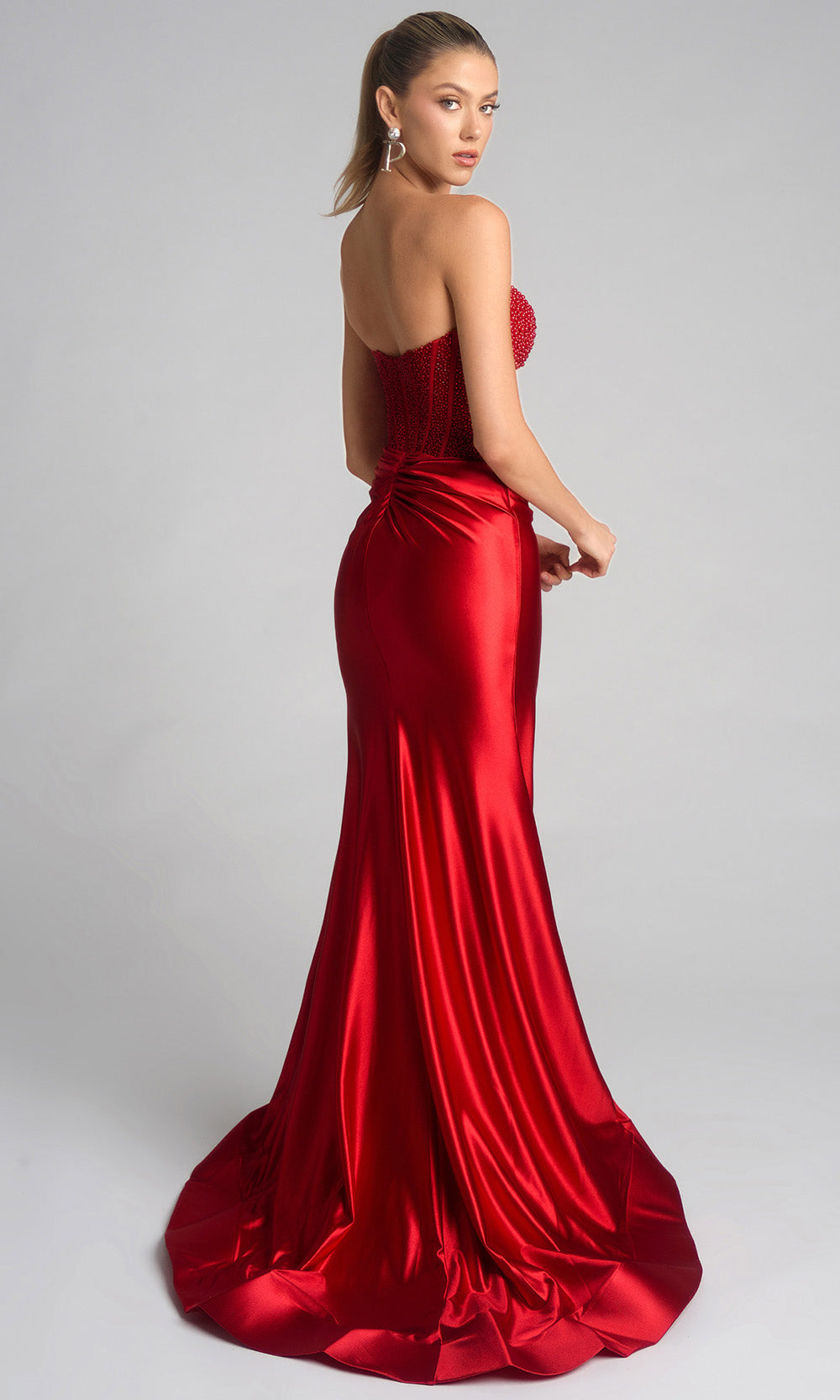 Portia and Scarlett PS26039 - Beaded Top Sheath Dress With Slit Prom Dresses