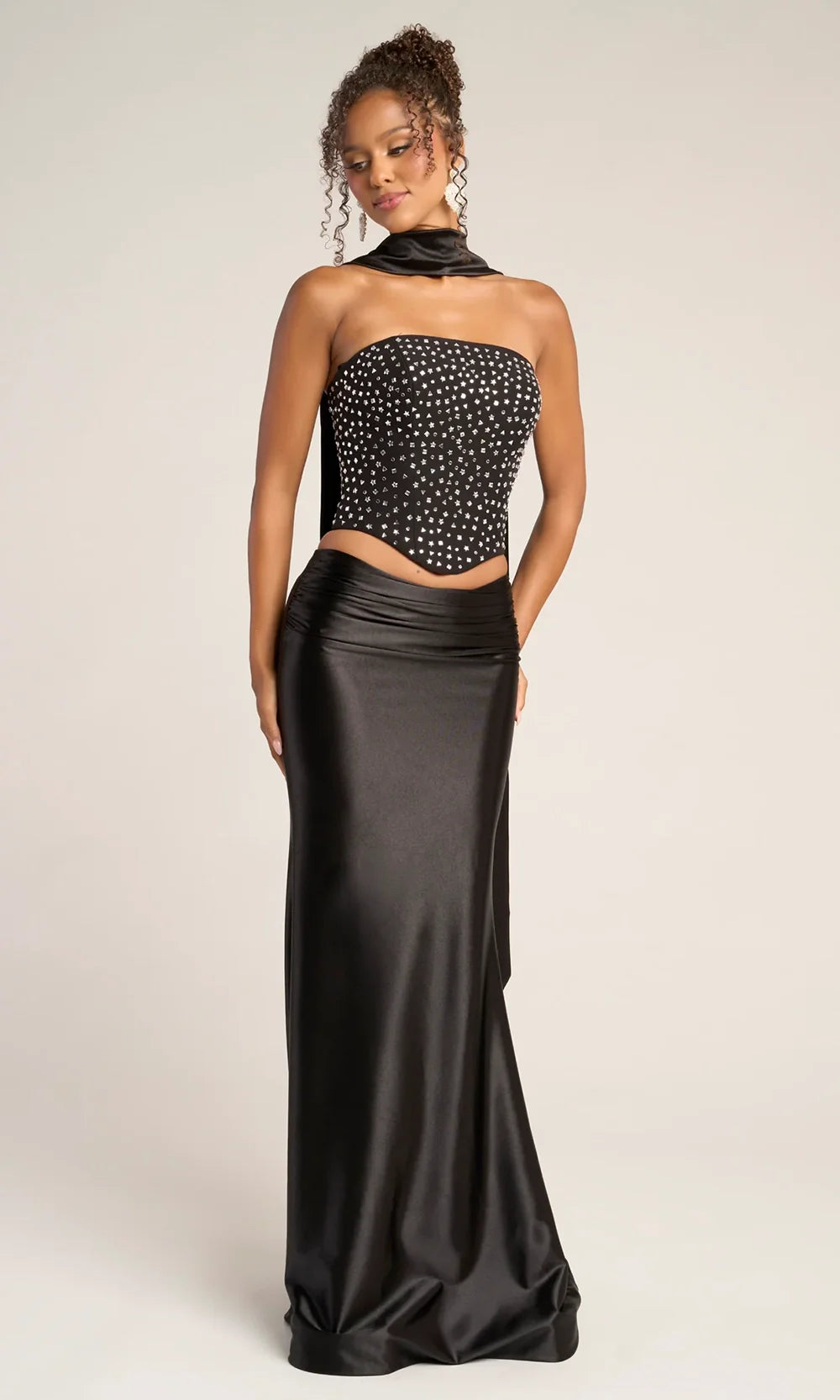 Portia and Scarlett PS26042 - Embellished Two Piece Satin Dress Prom Dresses