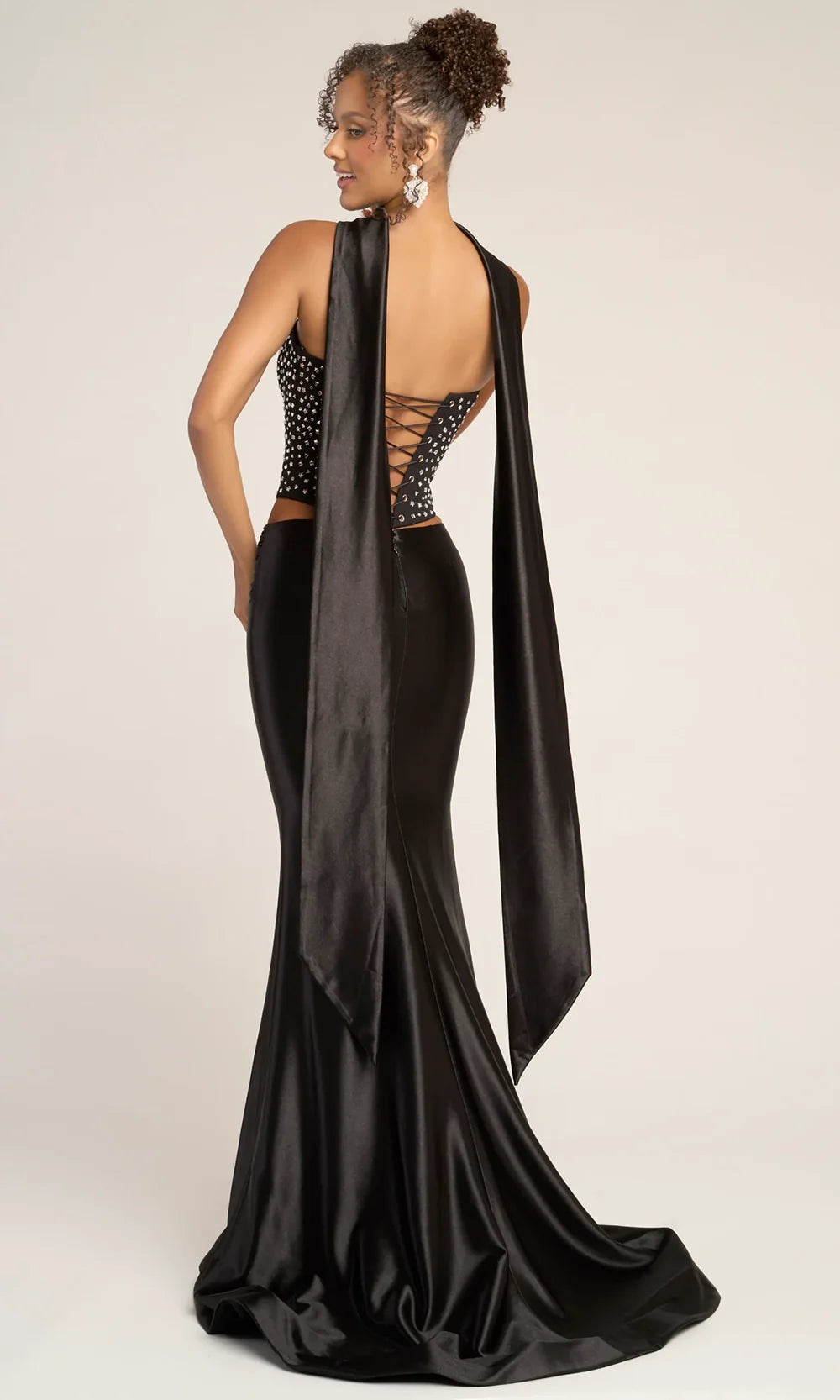 Portia and Scarlett PS26042 - Embellished Two Piece Satin Dress Prom Dresses