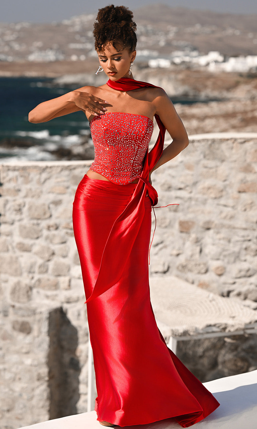 Portia and Scarlett PS26042 - Embellished Two Piece Satin Dress Prom Dresses