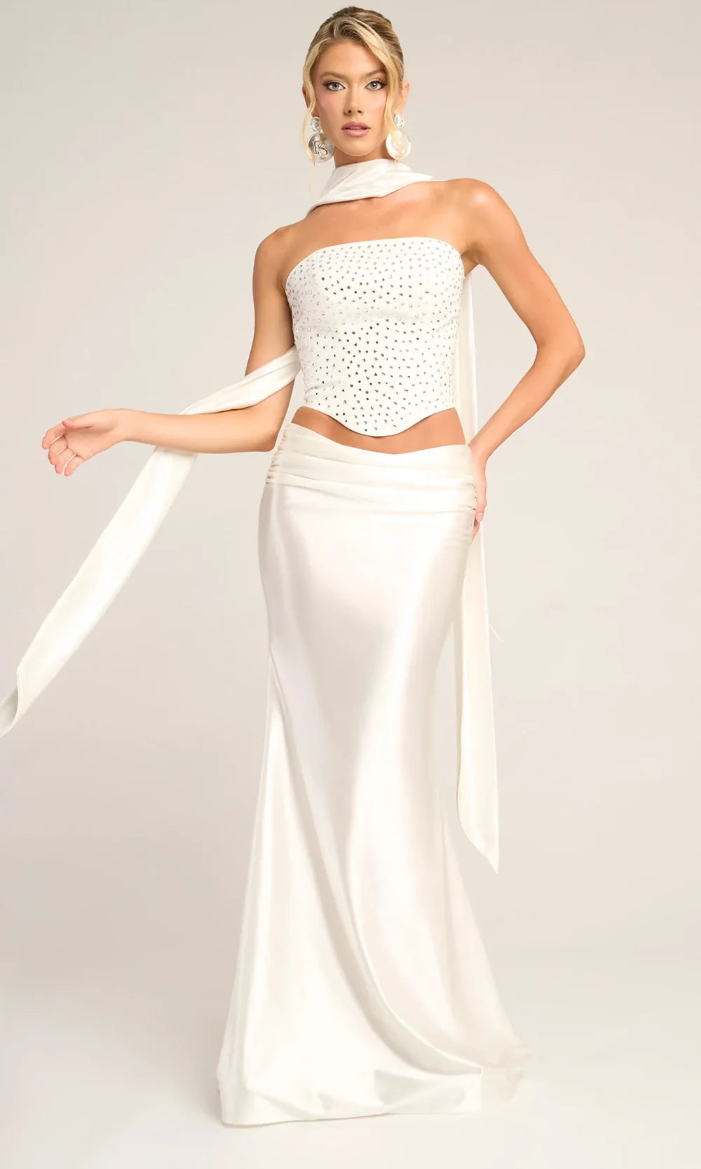 Portia and Scarlett PS26042 - Embellished Two Piece Satin Dress Prom Dresses