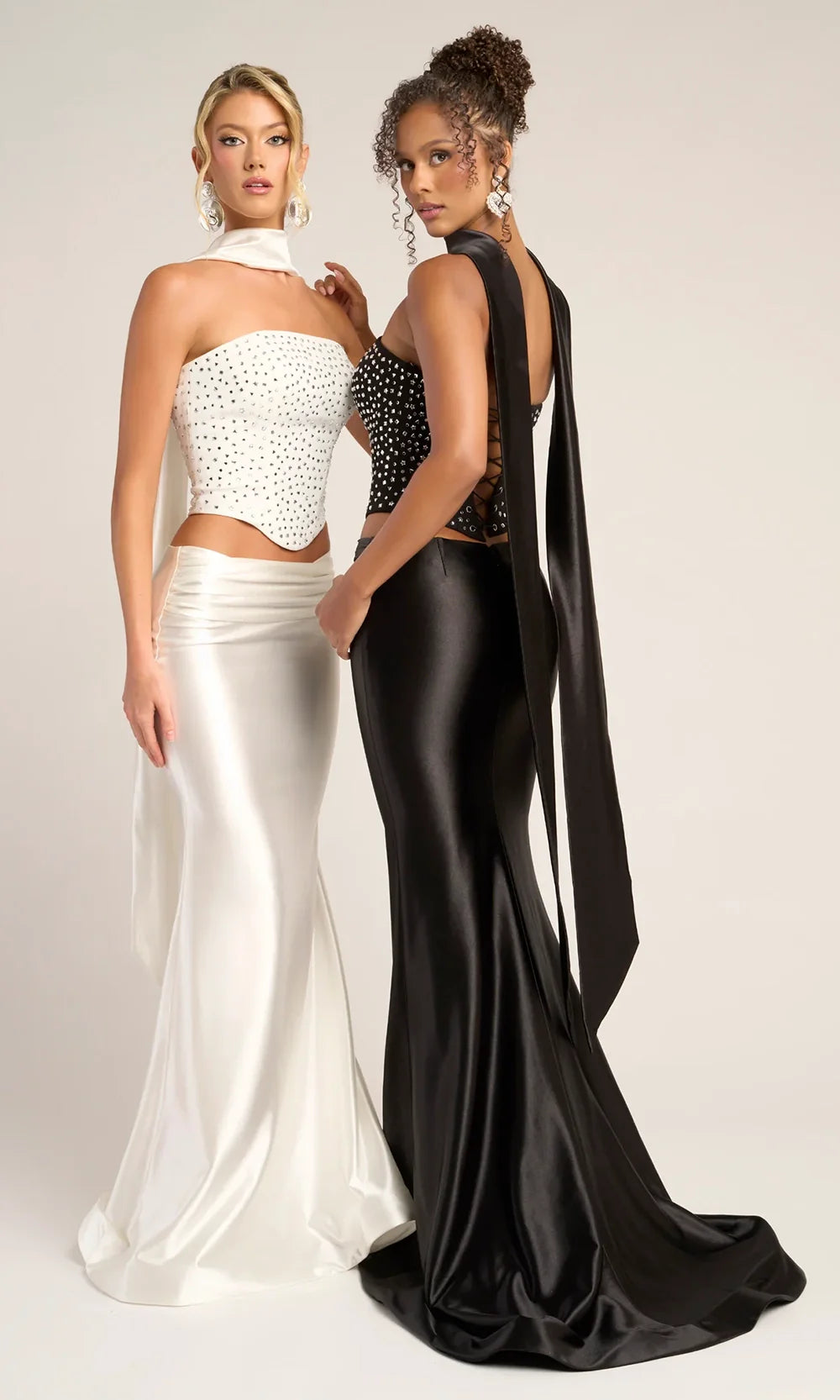Portia and Scarlett PS26042 - Embellished Two Piece Satin Dress Prom Dresses