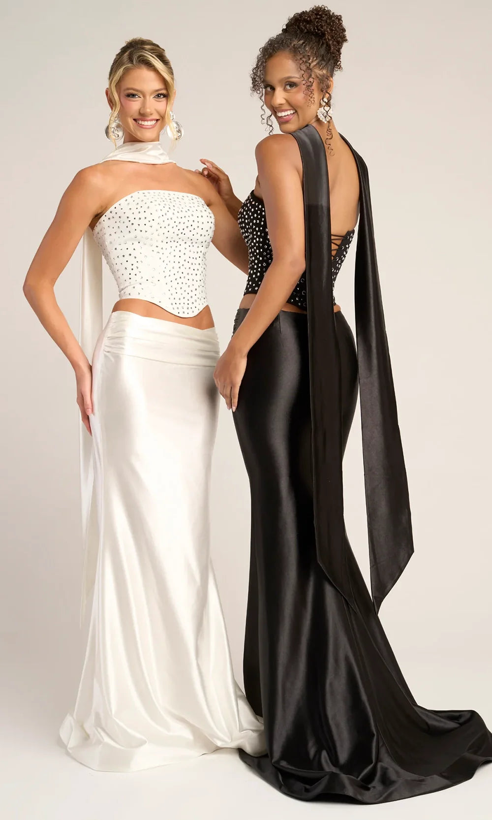 Portia and Scarlett PS26042 - Embellished Two Piece Satin Dress Prom Dresses