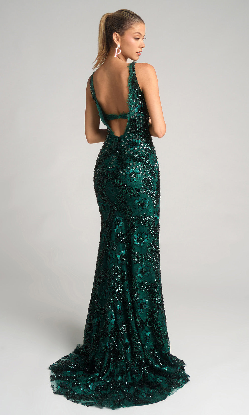 Portia and Scarlett PS26043 - Sleeveless Embroidered Floral Gown Prom Dresses