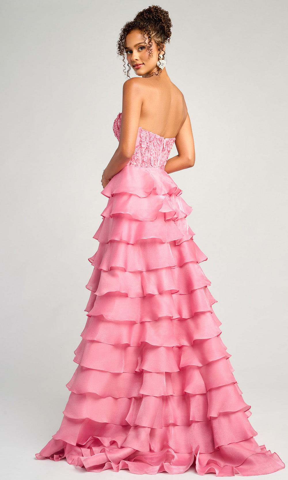 Portia and Scarlett PS26048 - Embroidered Top Strapless Ruffle Gown Prom Dresses