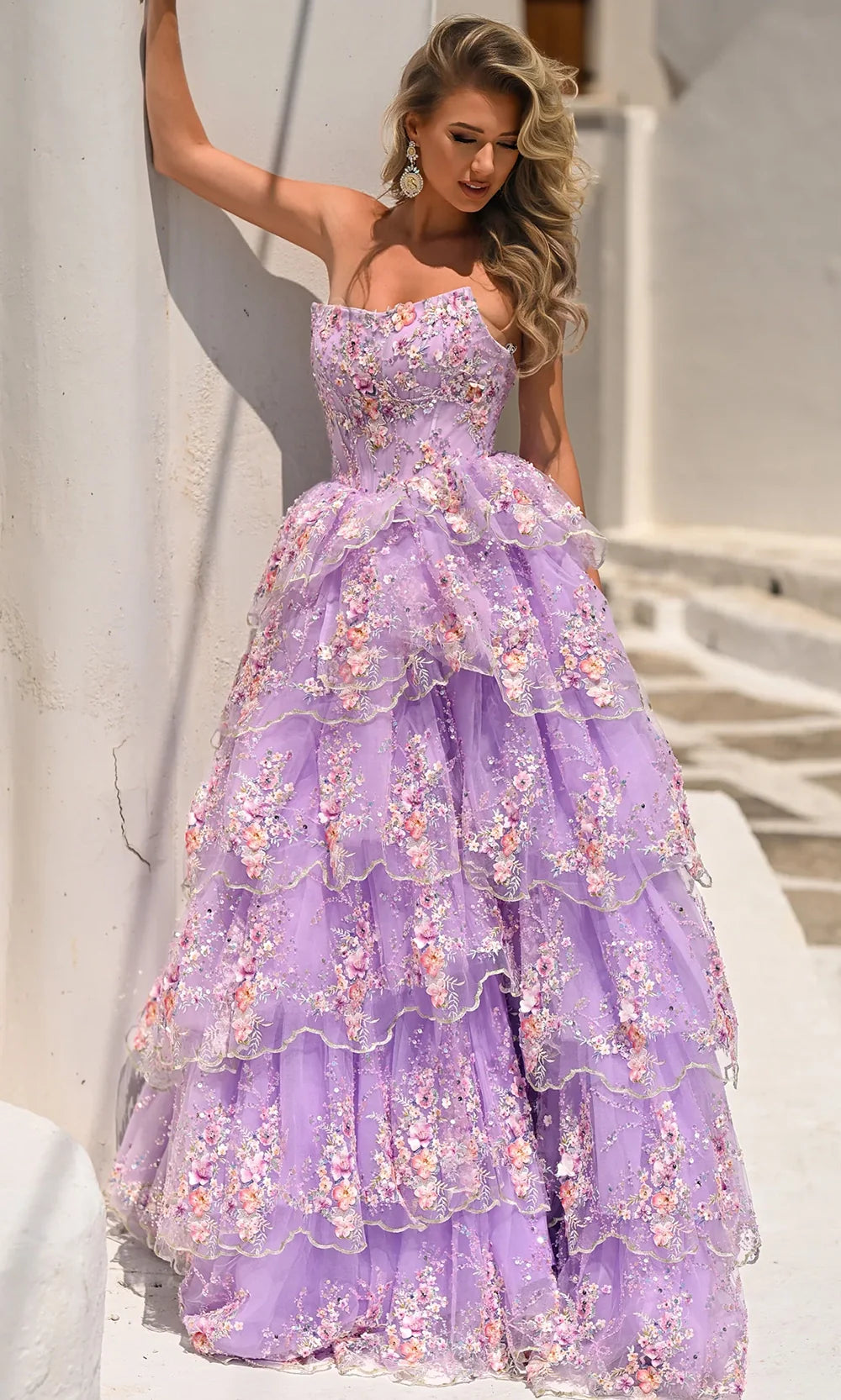 Portia and Scarlett PS26051 - Scallop Detail Strapless Ballgown Prom Dresses