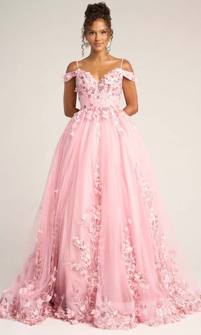 Portia and Scarlett PS26055 - Cold Shoulder A-Line Floral Gown Prom Dresses