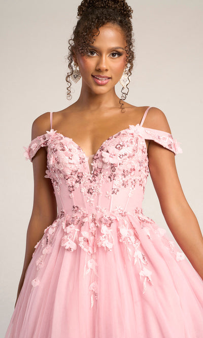 Portia and Scarlett PS26055 - Cold Shoulder A-Line Floral Gown Prom Dresses