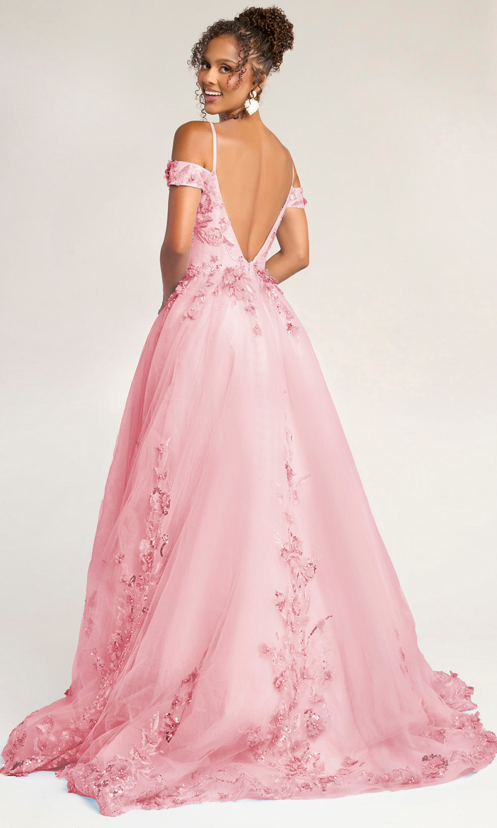 Portia and Scarlett PS26055 - Cold Shoulder A-Line Floral Gown Prom Dresses