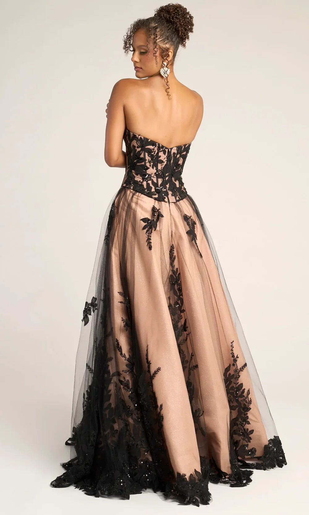 Portia and Scarlett PS26061 - Embroidered Basque Waist Strapless Dress Prom Dresses