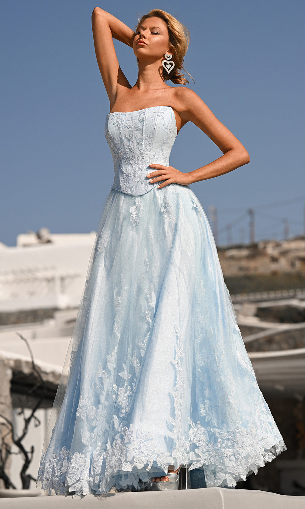 Portia and Scarlett PS26061 - Embroidered Basque Waist Strapless Dress Prom Dresses
