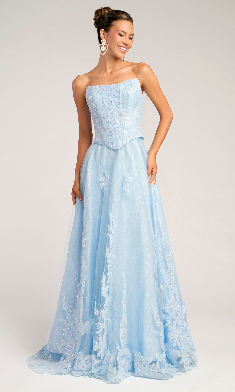 Portia and Scarlett PS26061 - Embroidered Basque Waist Strapless Dress Prom Dresses