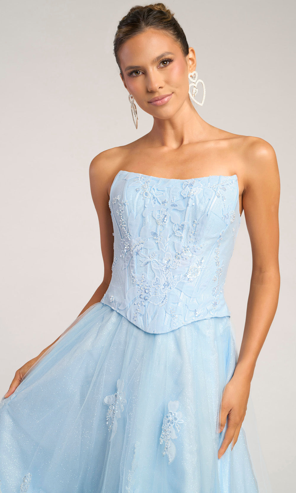 Portia and Scarlett PS26061 - Embroidered Basque Waist Strapless Dress Prom Dresses