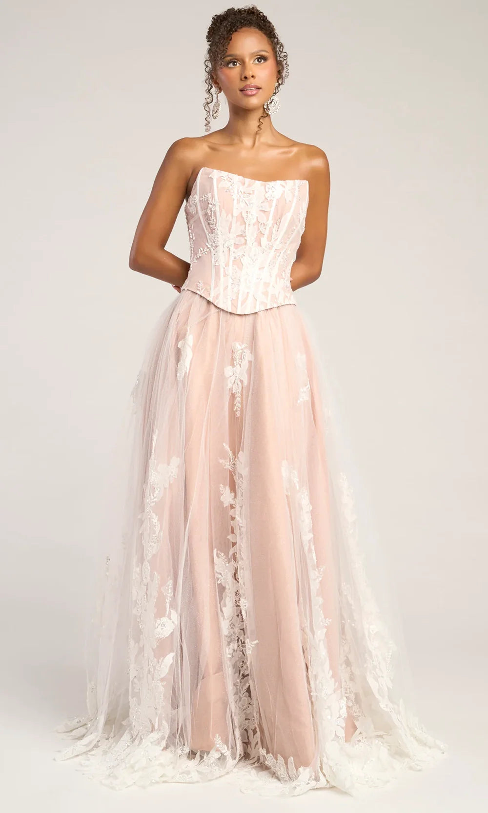Portia and Scarlett PS26061 - Embroidered Basque Waist Strapless Dress Prom Dresses