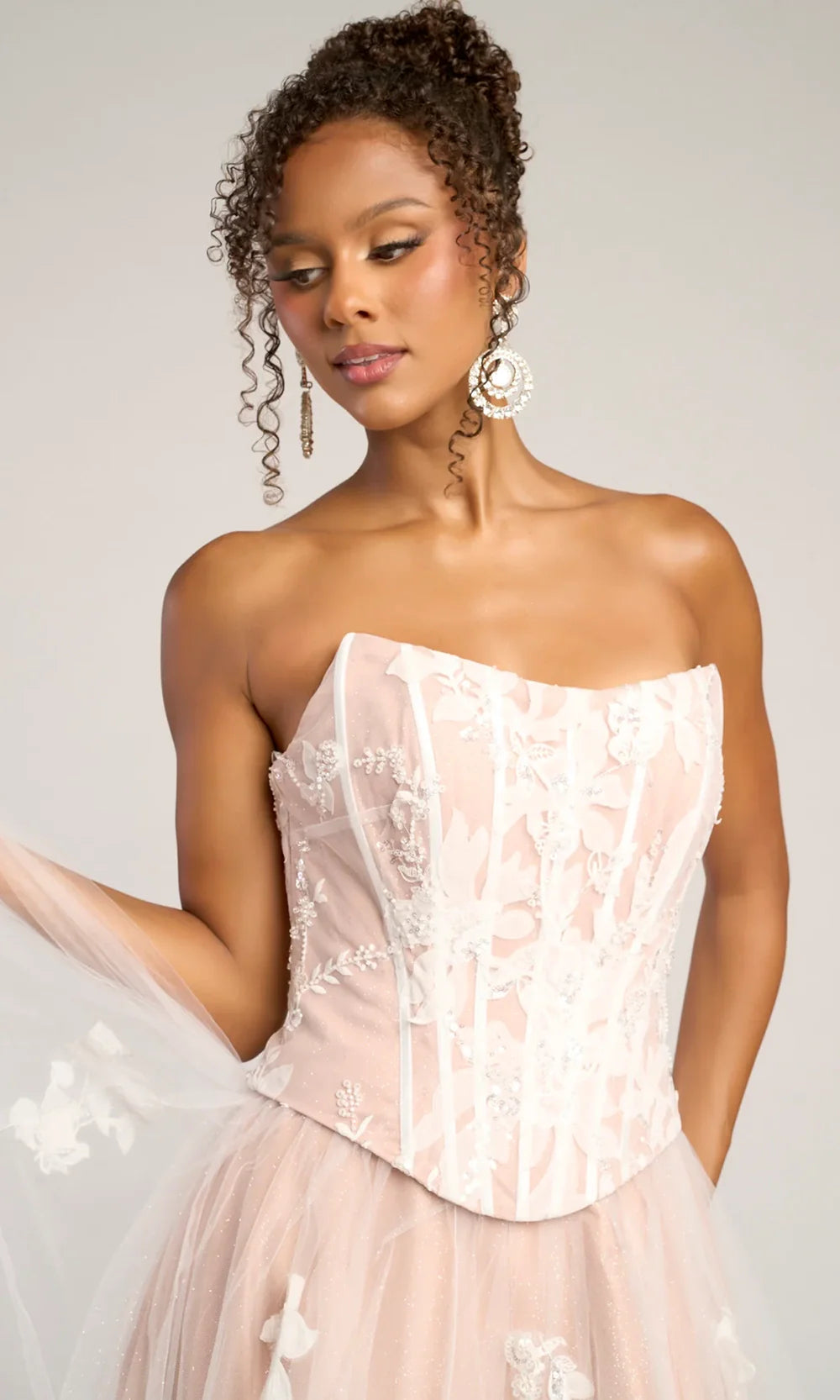 Portia and Scarlett PS26061 - Embroidered Basque Waist Strapless Dress Prom Dresses