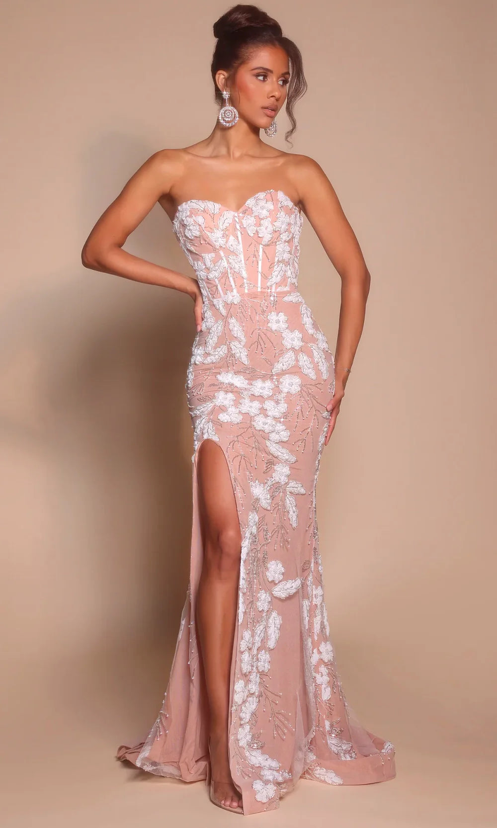 Portia and Scarlett PS26074 - Sweetheart Floral Accent Fitted Gown Prom Dresses