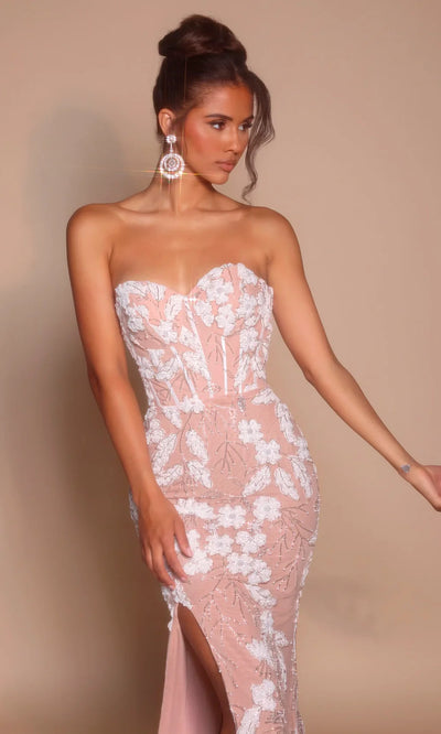 Portia and Scarlett PS26074 - Sweetheart Floral Accent Fitted Gown Prom Dresses