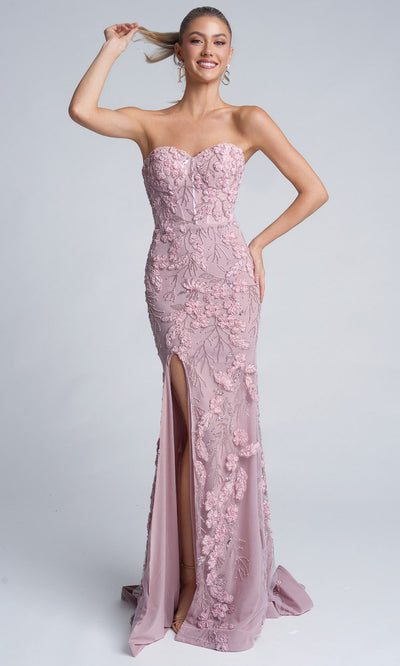 Portia and Scarlett PS26074 - Sweetheart Floral Accent Fitted Gown Prom Dresses