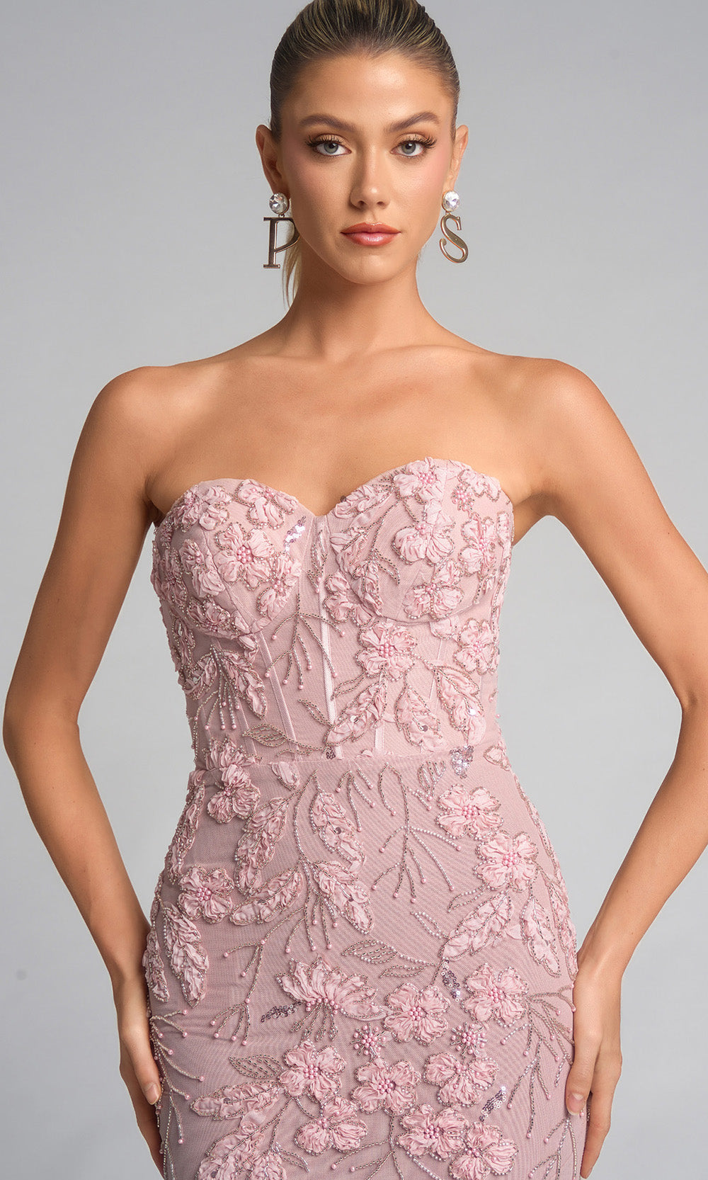 Portia and Scarlett PS26074 - Sweetheart Floral Accent Fitted Gown Prom Dresses