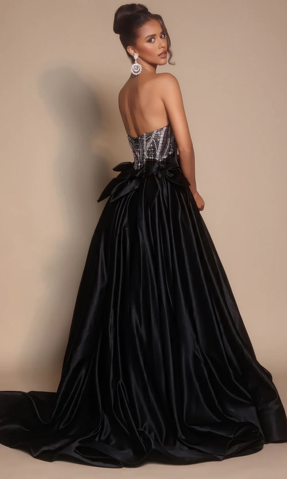 Portia and Scarlett PS26077 - Satin Bow Beaded Strapless Gown Prom Dresses