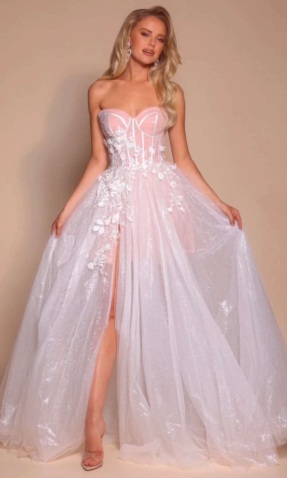 Portia and Scarlett PS26078 - Floral Applique Sweetheart Long Dress Prom Dresses