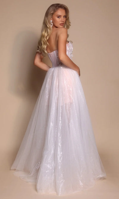 Portia and Scarlett PS26078 - Floral Applique Sweetheart Long Dress Prom Dresses