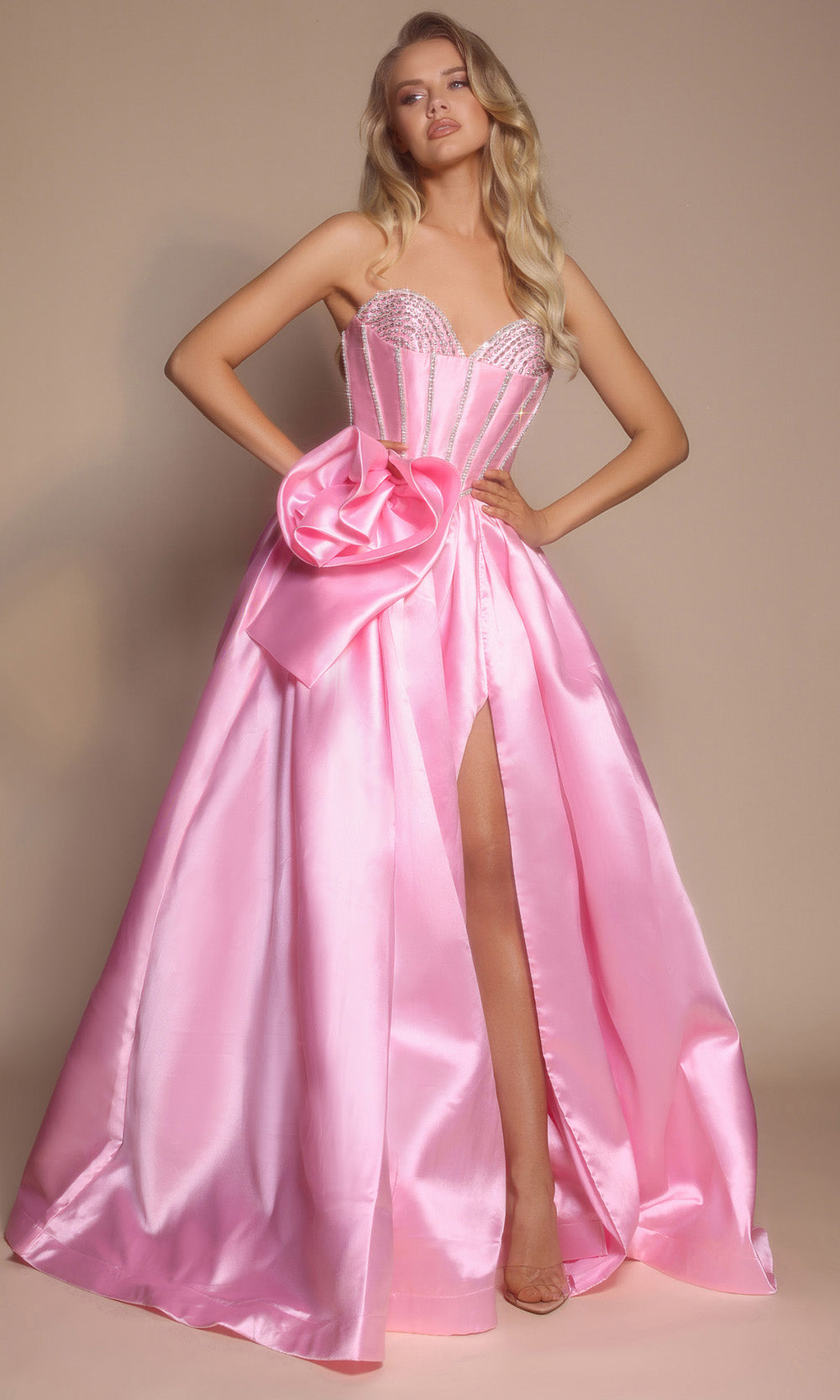 Portia and Scarlett PS26079 - Beaded Corset Ballgown With Floral Accent Ball Gowns