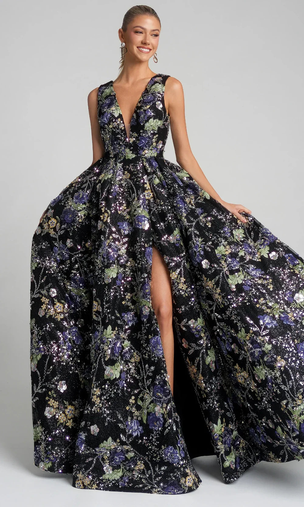 Portia and Scarlett PS26091 - Wide Strap Floral Prom Gown Prom Dresses