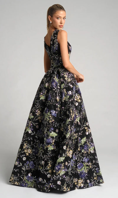 Portia and Scarlett PS26091 - Wide Strap Floral Prom Gown Prom Dresses