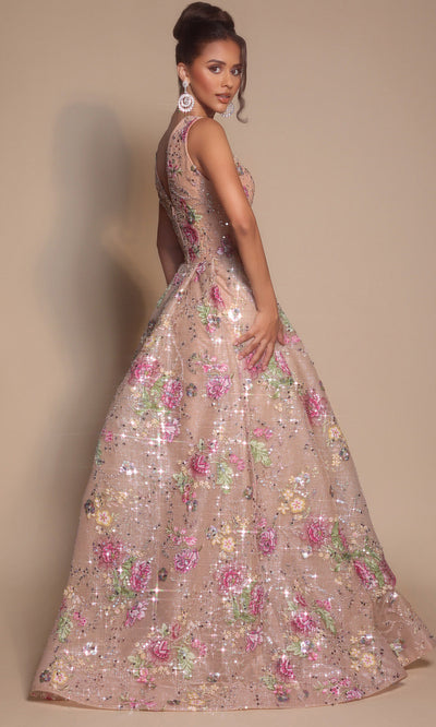 Portia and Scarlett PS26091 - Wide Strap Floral Prom Gown Prom Dresses