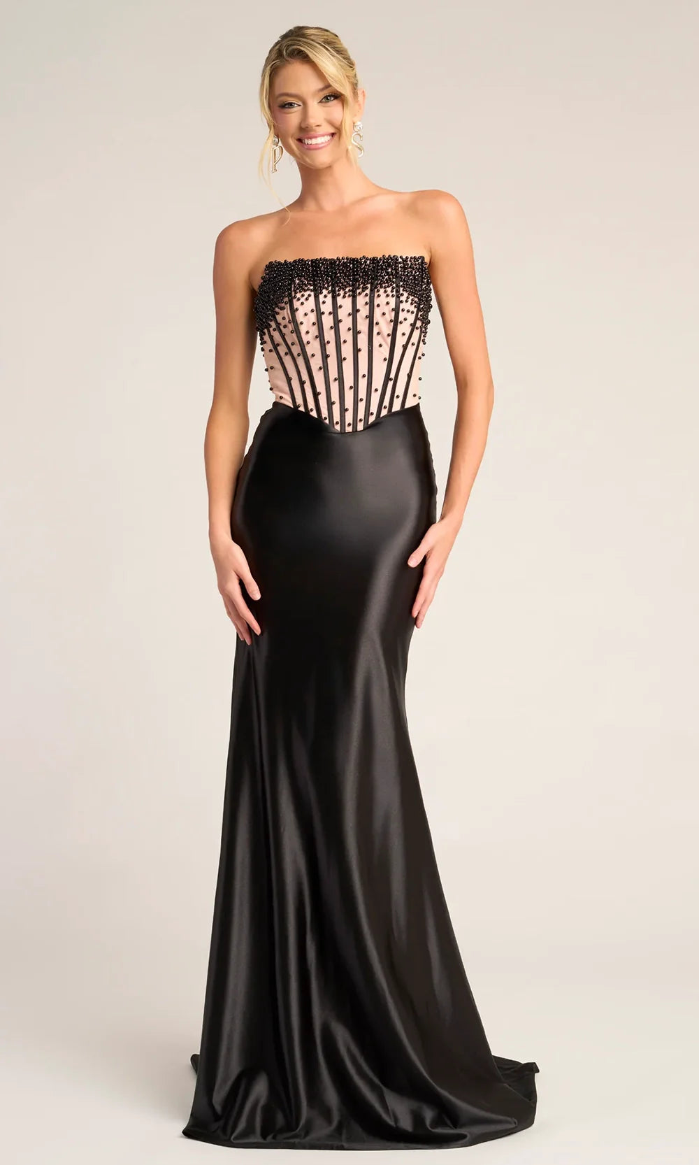 Portia and Scarlett PS26094 - Beaded Sheer Bodice Fitted Dress Prom Dresses