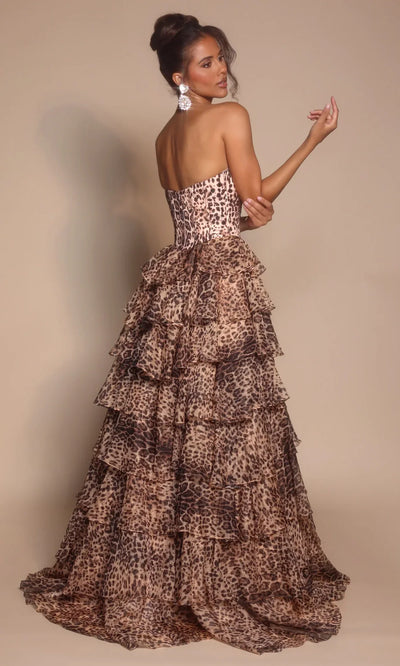 Portia and Scarlett PS26098 - Beaded Trim Sweetheart Printed Dress Prom Dresses