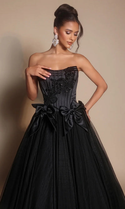Portia and Scarlett PS26102 - Bow Accent Layered Ballgown Ball Gowns