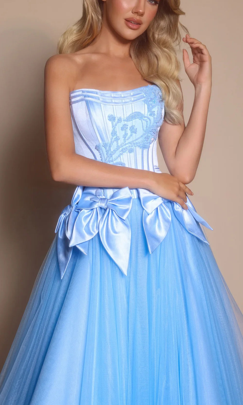 Portia and Scarlett PS26102 - Bow Accent Layered Ballgown Ball Gowns