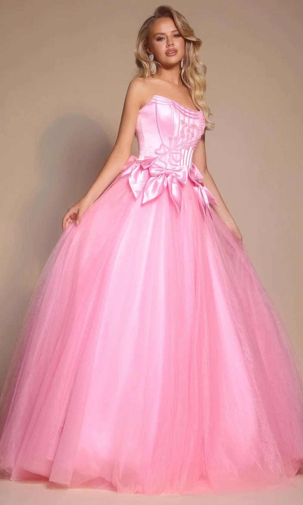 Portia and Scarlett PS26102 - Bow Accent Layered Ballgown Ball Gowns