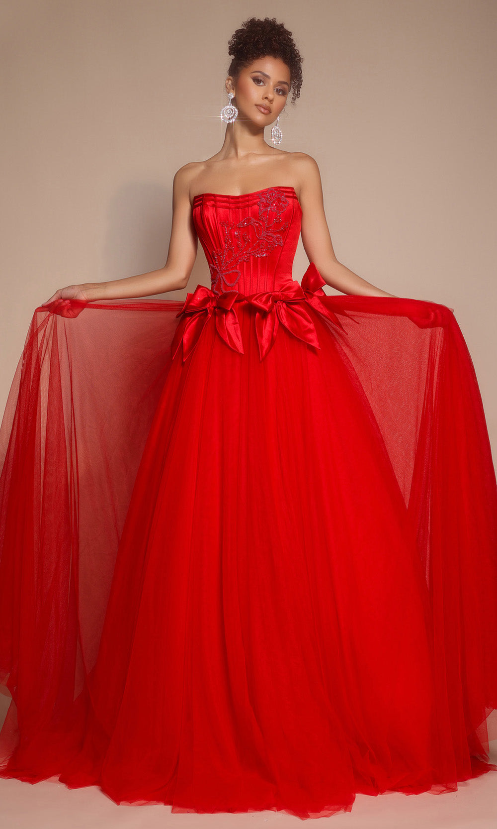 Portia and Scarlett PS26102 - Bow Accent Layered Ballgown Ball Gowns