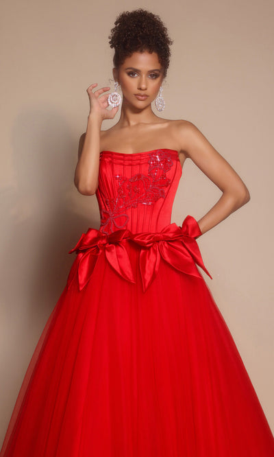 Portia and Scarlett PS26102 - Bow Accent Layered Ballgown Ball Gowns