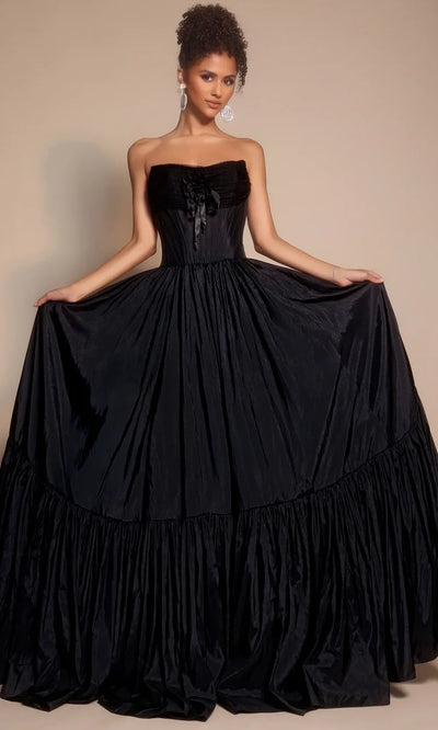 Portia and Scarlett PS26148 - Bow Accent Strapless Tiered Gown Ball Gowns