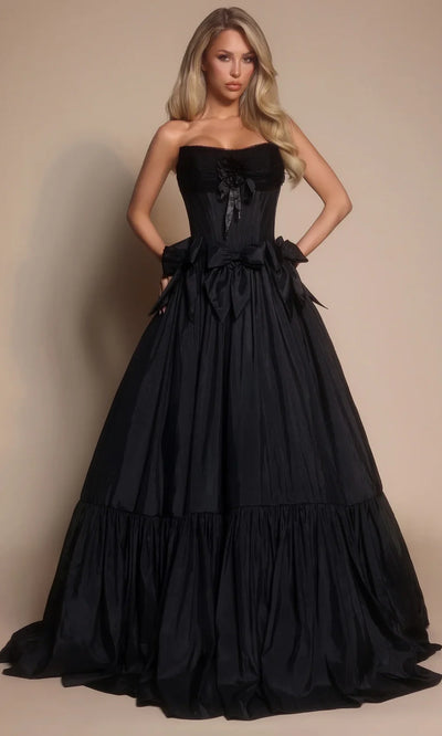 Portia and Scarlett PS26148 - Bow Accent Strapless Tiered Gown Ball Gowns