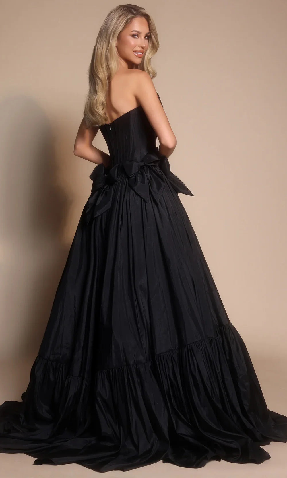 Portia and Scarlett PS26148 - Bow Accent Strapless Tiered Gown Ball Gowns