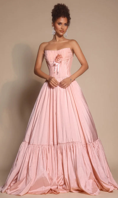 Portia and Scarlett PS26148 - Bow Accent Strapless Tiered Gown Ball Gowns