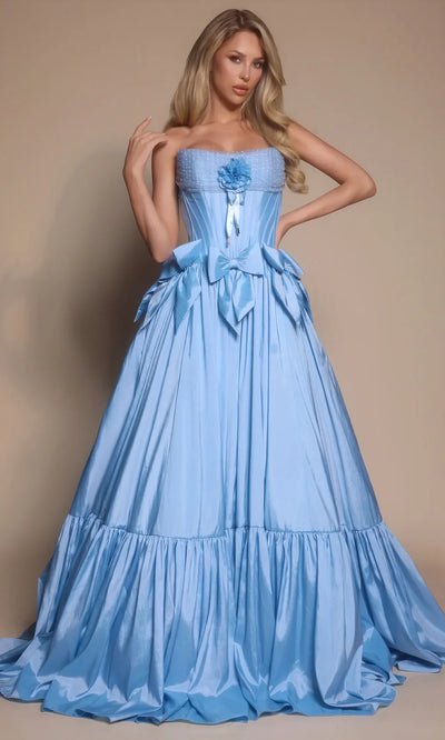 Portia and Scarlett PS26148 - Bow Accent Strapless Tiered Gown Ball Gowns
