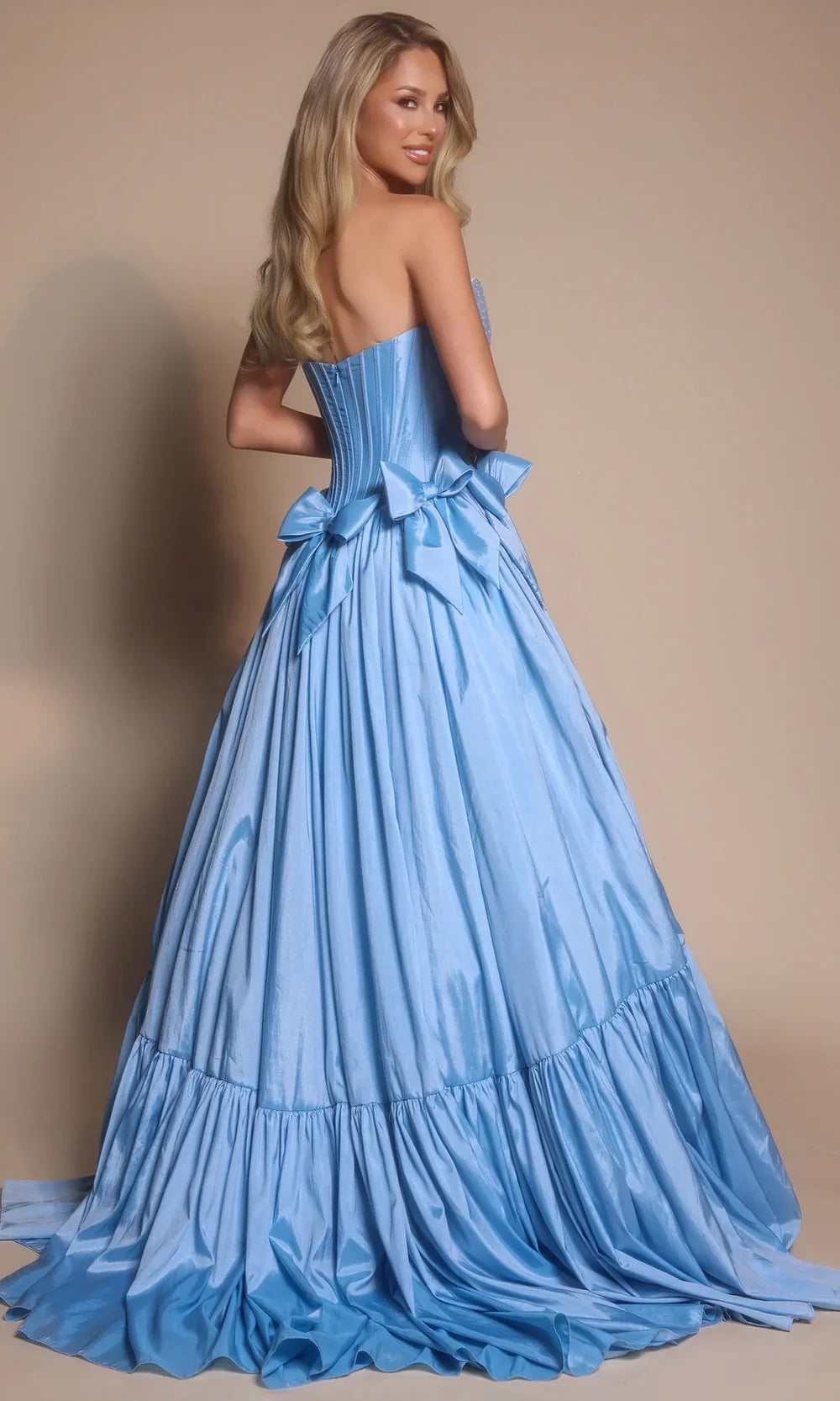 Portia and Scarlett PS26148 - Bow Accent Strapless Tiered Gown Ball Gowns