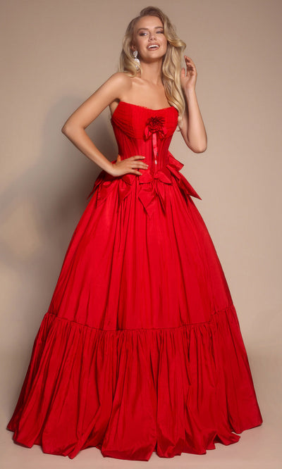 Portia and Scarlett PS26148 - Bow Accent Strapless Tiered Gown Ball Gowns