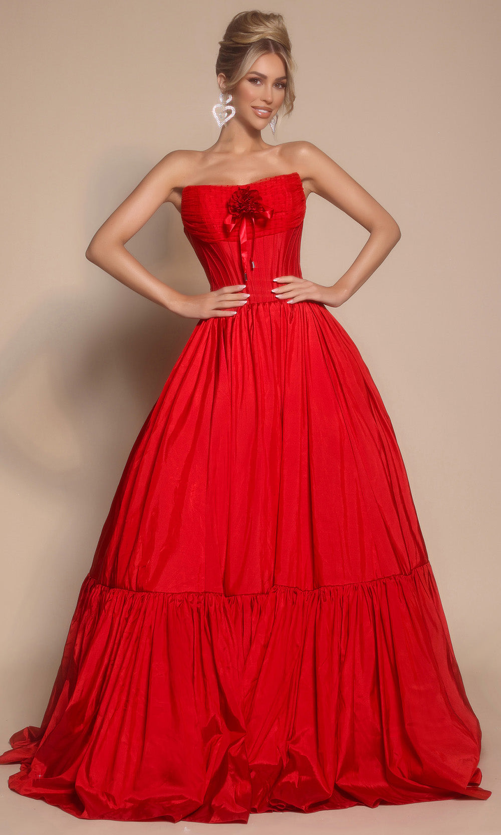 Portia and Scarlett PS26148 - Bow Accent Strapless Tiered Gown Ball Gowns